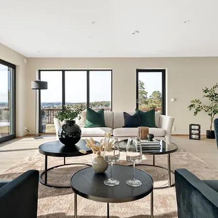 Moderne Nydelig Med Panorama Utsikt Villaer Sandefjord